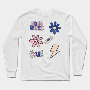Retro Flower Power Funky Good Vibes and Love Long Sleeve T-Shirt